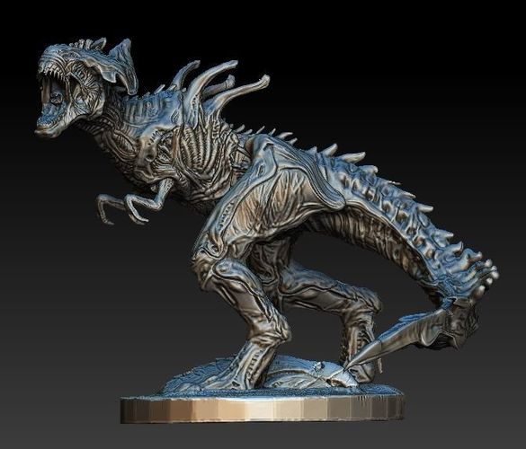 XenoRex xenomorph alien statue with base  3D model