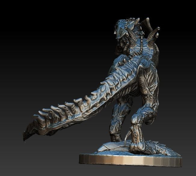 XenoRex xenomorph alien statue with base  3D model_5