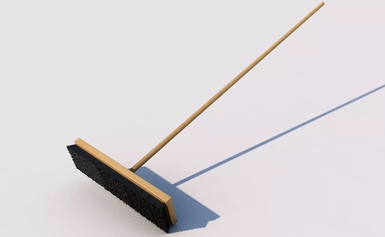 Broom with wooden handle 3D model