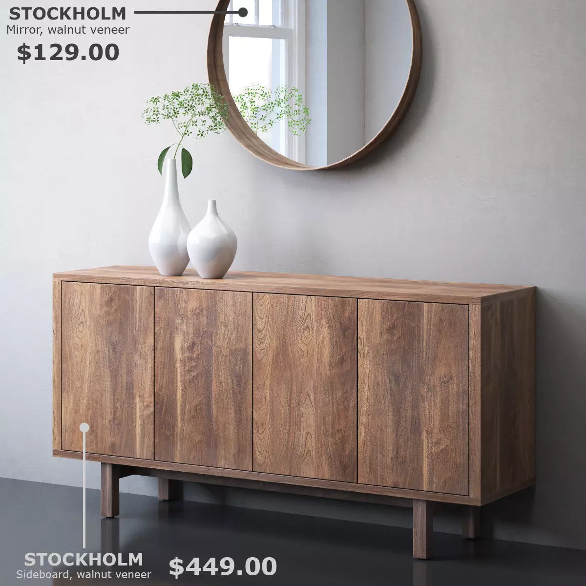 STOCKHOLM Sideboard and mirror 3D model_0