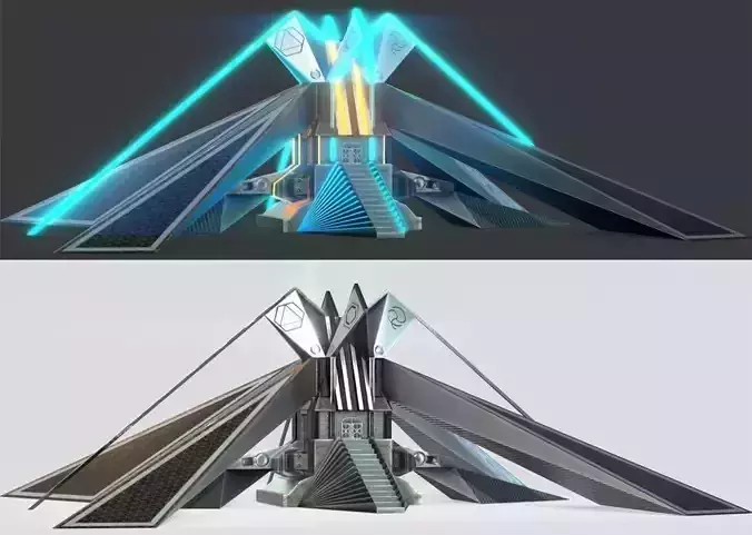 sci fi temple- Cyberpunk design - Game-Ready Low-poly 3D model
