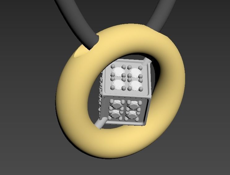 110211 P Pendant with movable cube and gems 3D print model_5