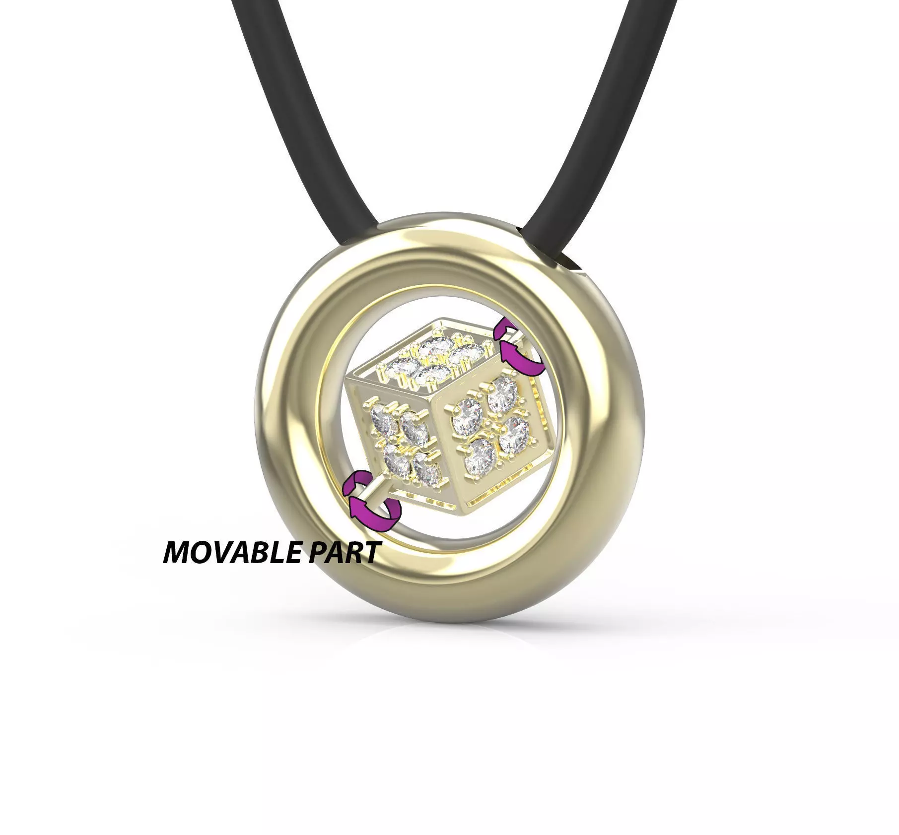 110211 P Pendant with movable cube and gems 3D print model_0