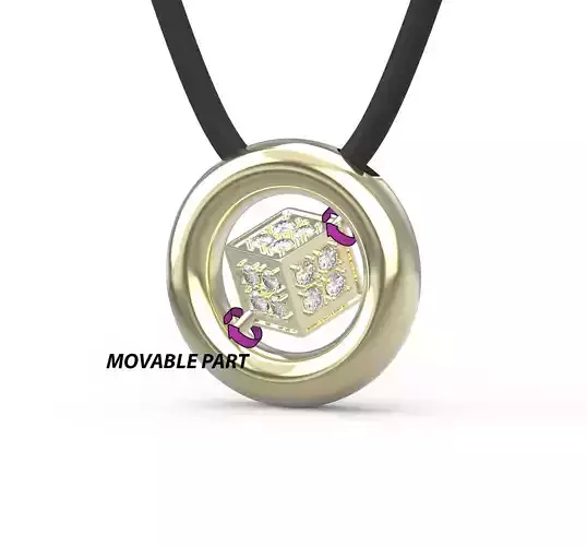 110211 P Pendant with movable cube and gems 3D print model