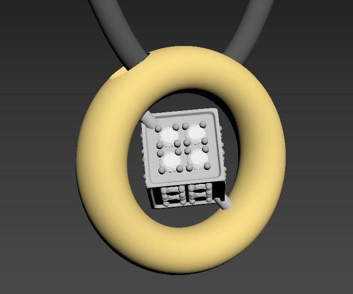 110211 P Pendant with movable cube and gems 3D print model_8