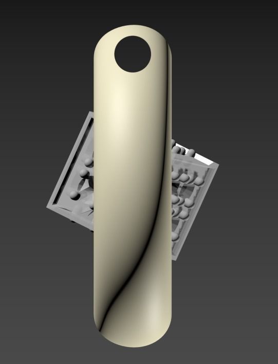 110211 P Pendant with movable cube and gems 3D print model_4