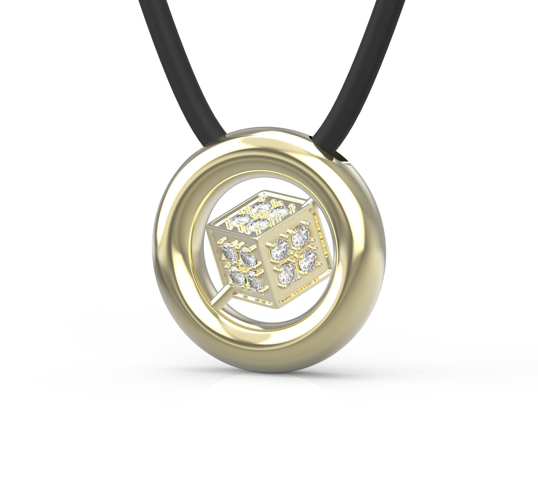 110211 P Pendant with movable cube and gems 3D print model_1