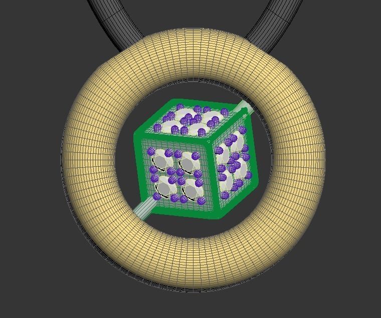 110211 P Pendant with movable cube and gems 3D print model_3