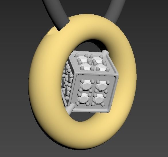 110211 P Pendant with movable cube and gems 3D print model_7
