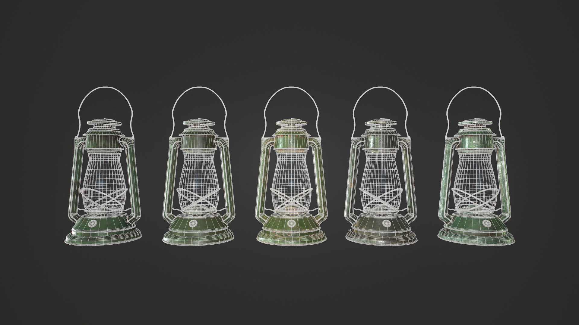 Old Lamp Kerosene - 5 Texture Sets - PBR - Game Ready  Low-poly 3D model_1