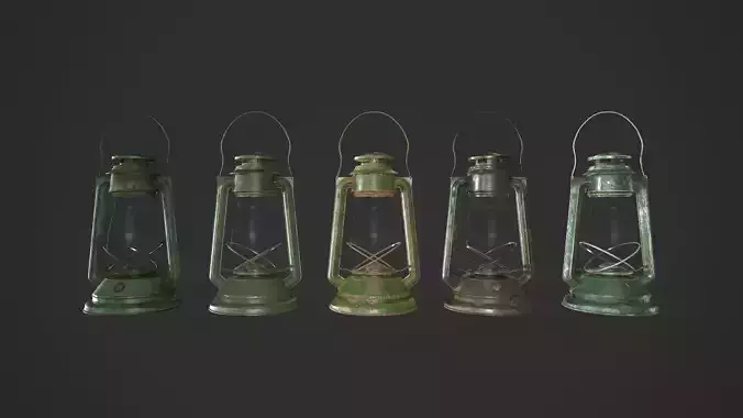 Old Lamp Kerosene - 5 Texture Sets - PBR - Game Ready 