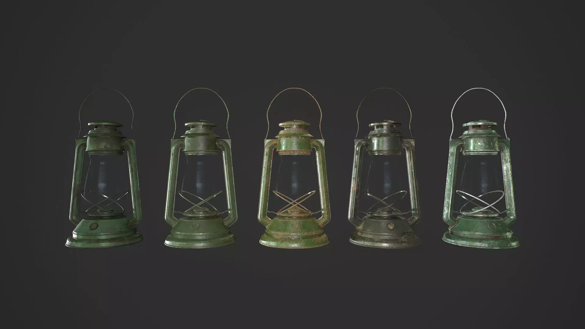Old Lamp Kerosene - 5 Texture Sets - PBR - Game Ready  Low-poly 3D model_0