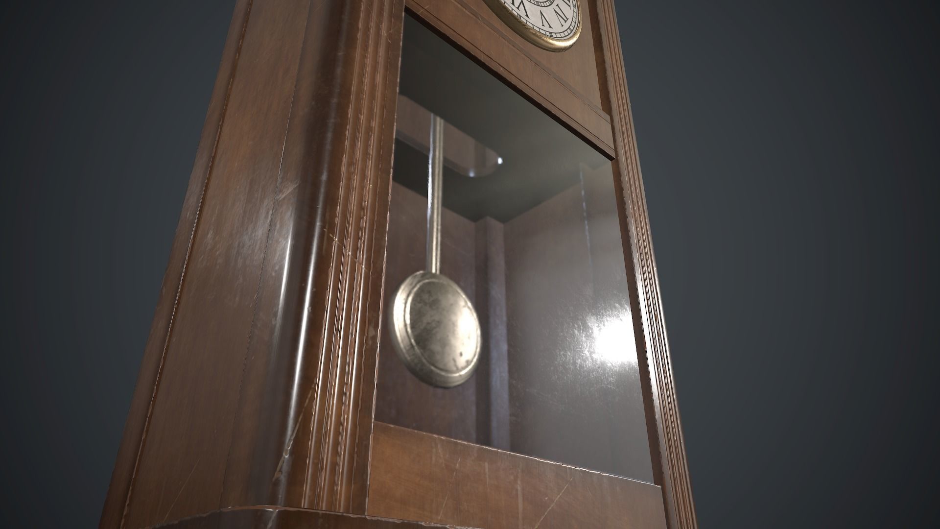 Wooden Retro Wall Clock PBR Game Ready Low-poly 3D model_7