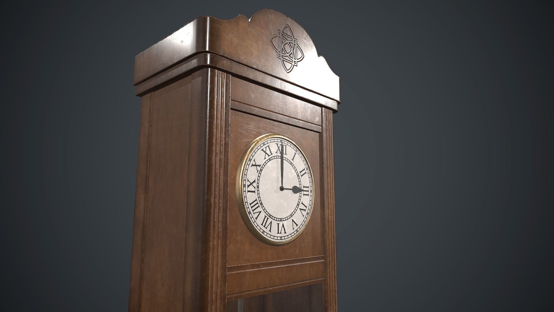 Wooden Retro Wall Clock PBR Game Ready Low-poly 3D model_6