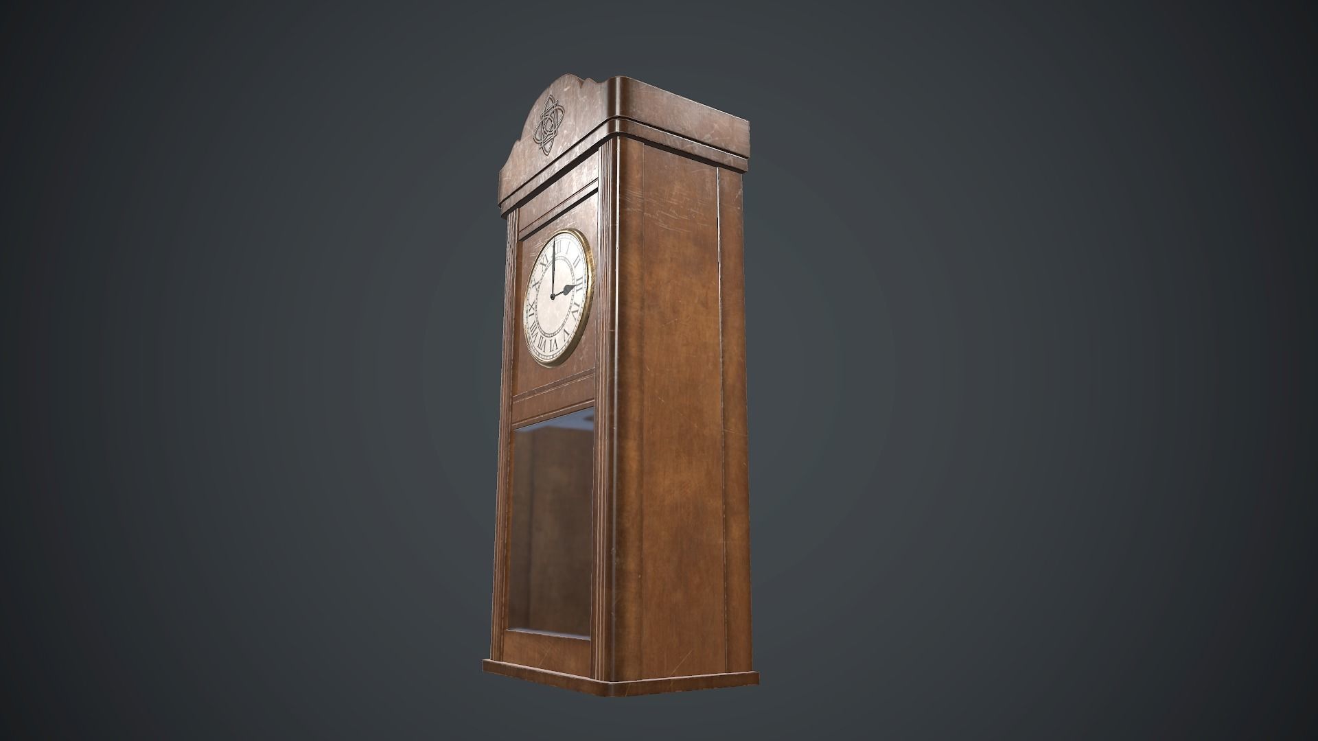 Wooden Retro Wall Clock PBR Game Ready Low-poly 3D model_3
