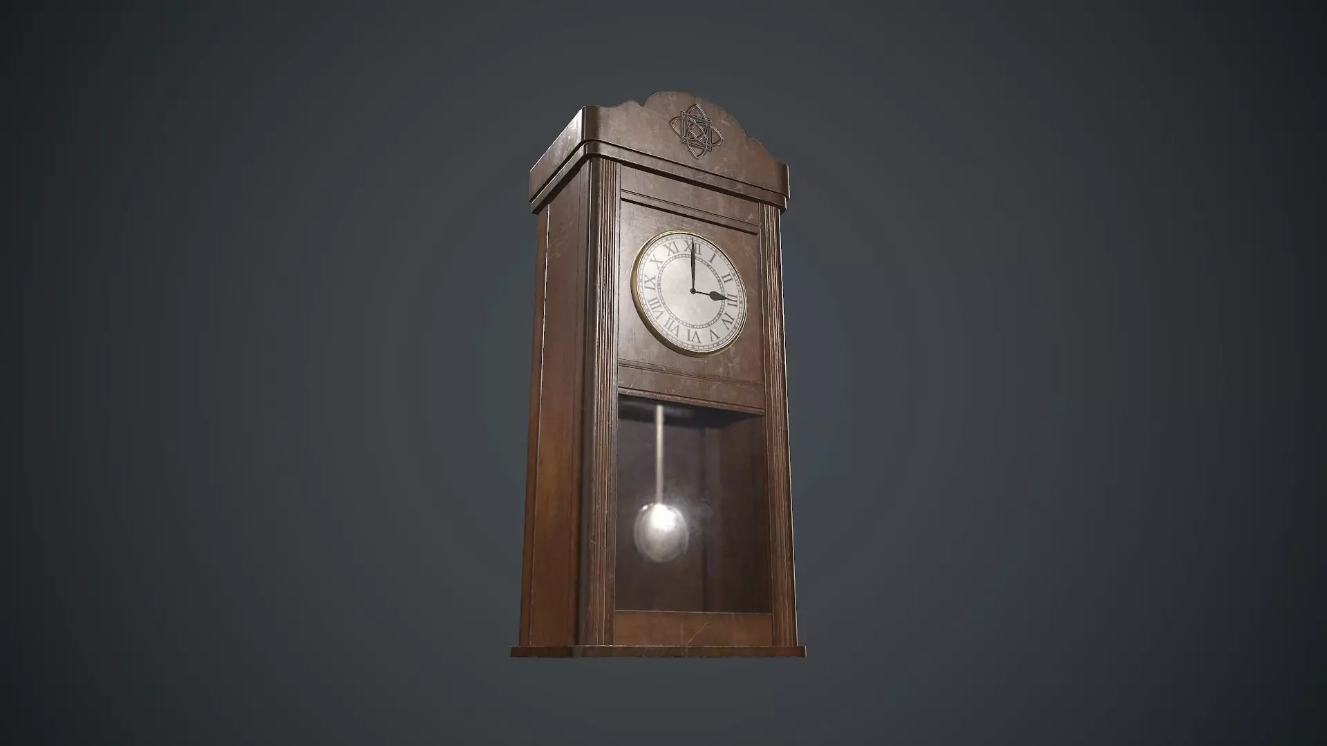 Wooden Retro Wall Clock PBR Game Ready Low-poly 3D model_0