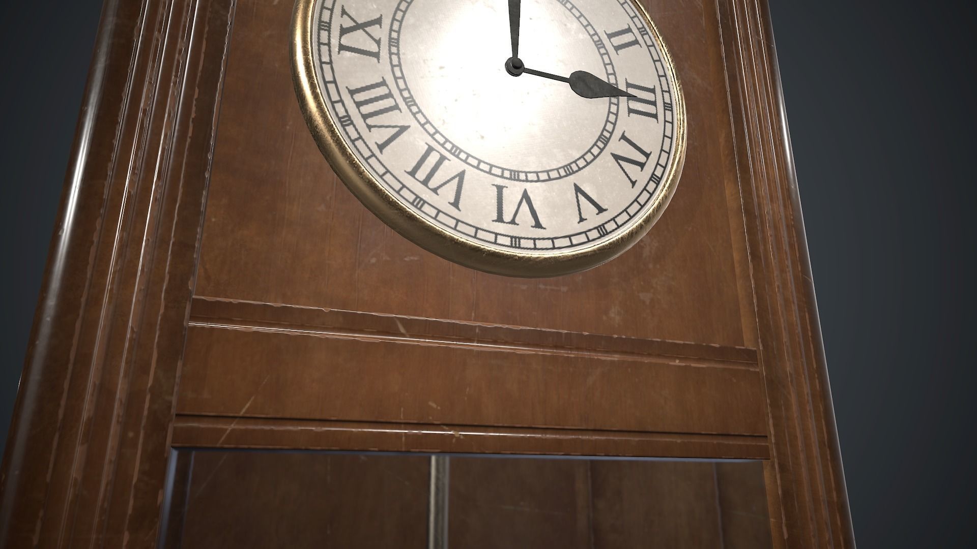 Wooden Retro Wall Clock PBR Game Ready Low-poly 3D model_13