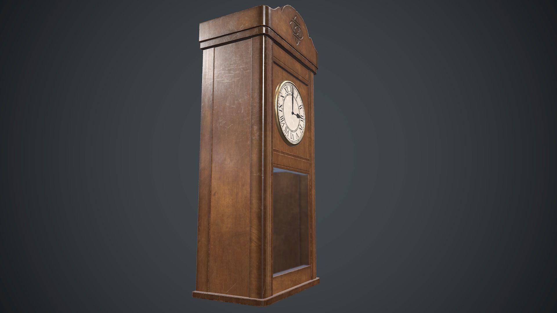 Wooden Retro Wall Clock PBR Game Ready Low-poly 3D model_9