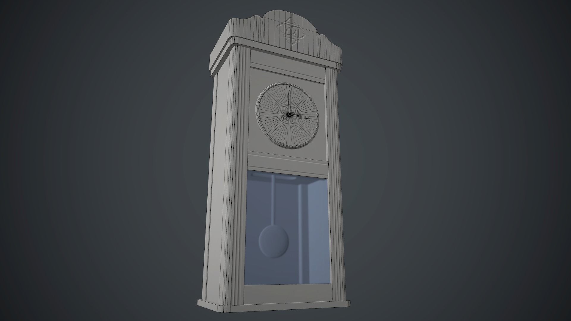 Wooden Retro Wall Clock PBR Game Ready Low-poly 3D model_15