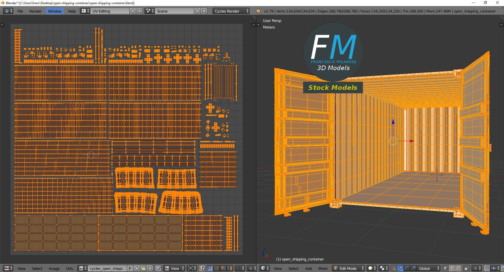 Open shipping container 3D model_10