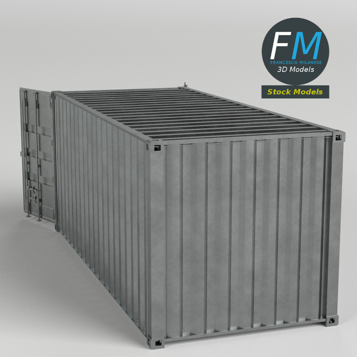Open shipping container 3D model_3