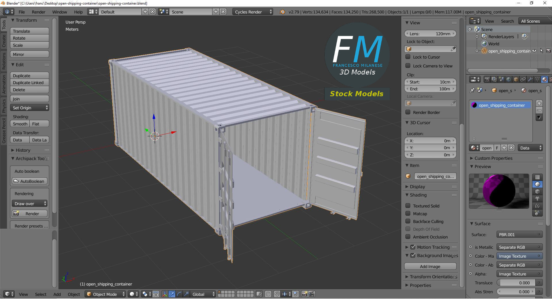 Open shipping container 3D model_9