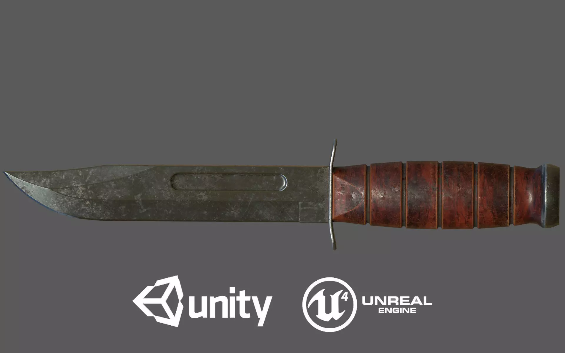 Military Combat Knife Low-poly 3D model