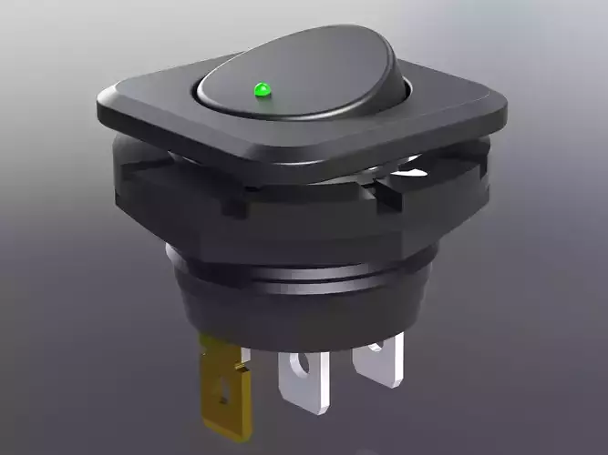 20mm Illuminated Rocker Switch Free 3D model