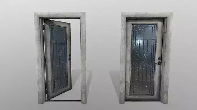 door 2 pair of open doors Low-poly 3D model