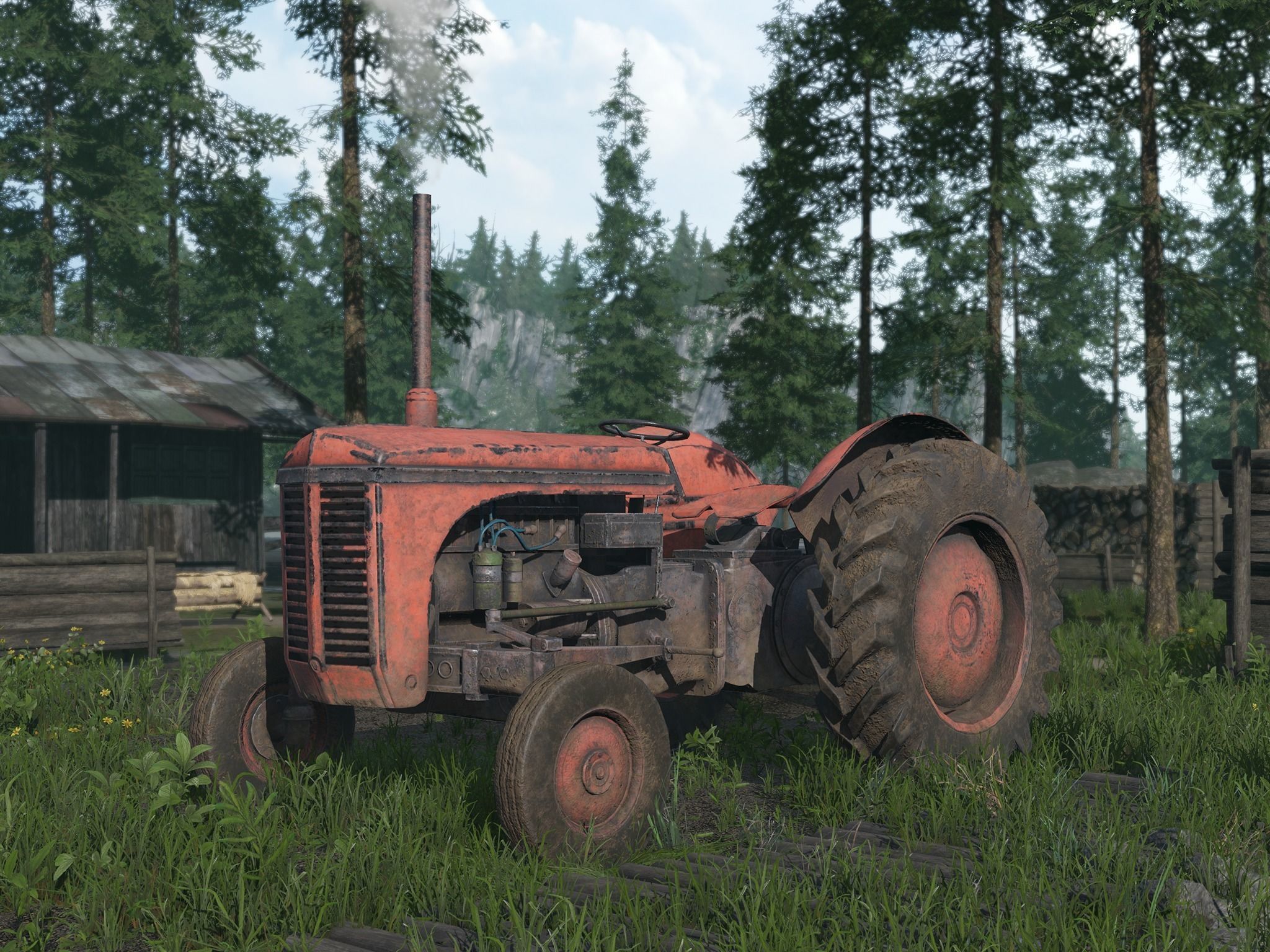 Old Farm Tractor - PBR and Game Ready Low-poly 3D model_1