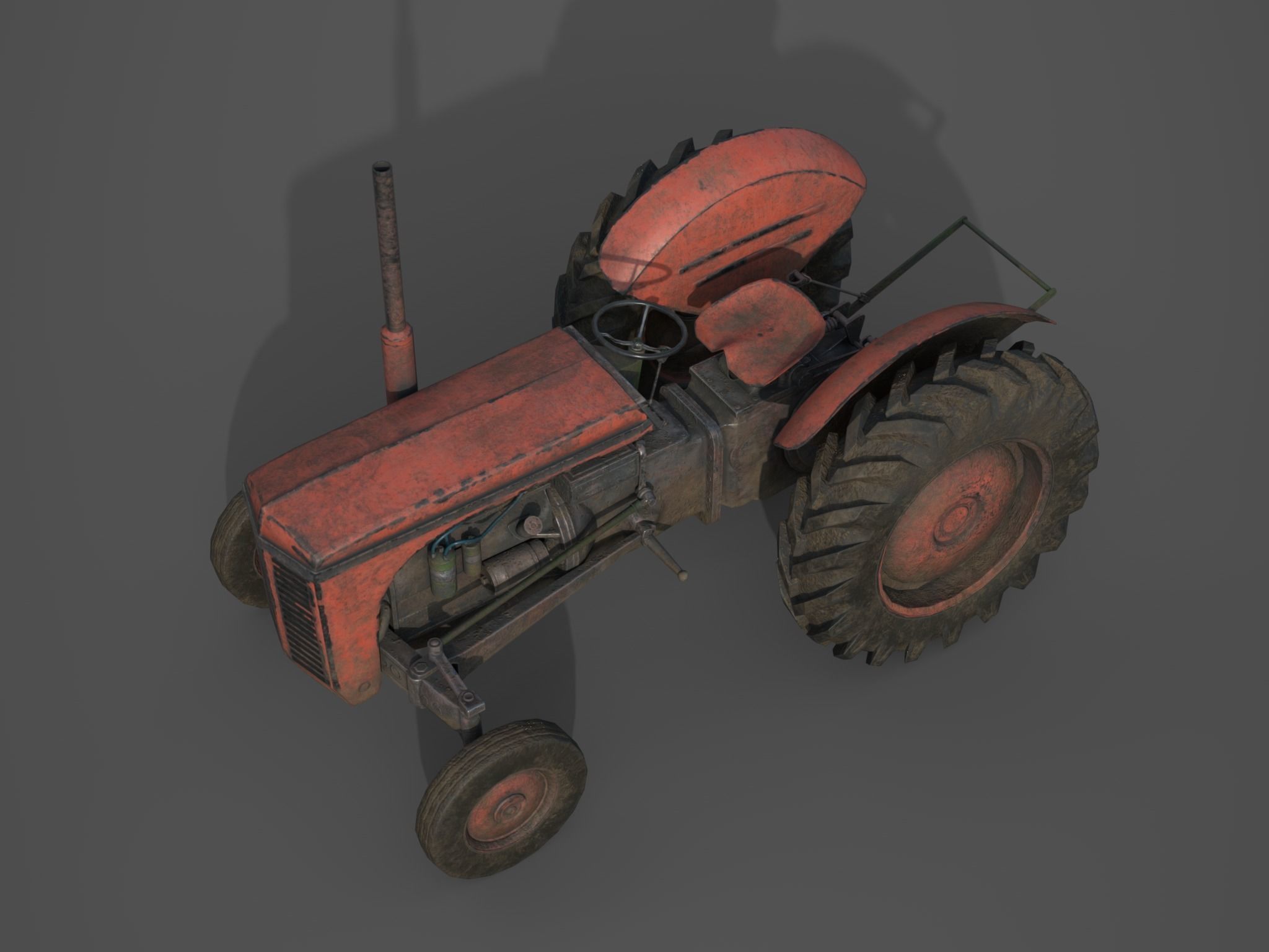 Old Farm Tractor - PBR and Game Ready Low-poly 3D model_5