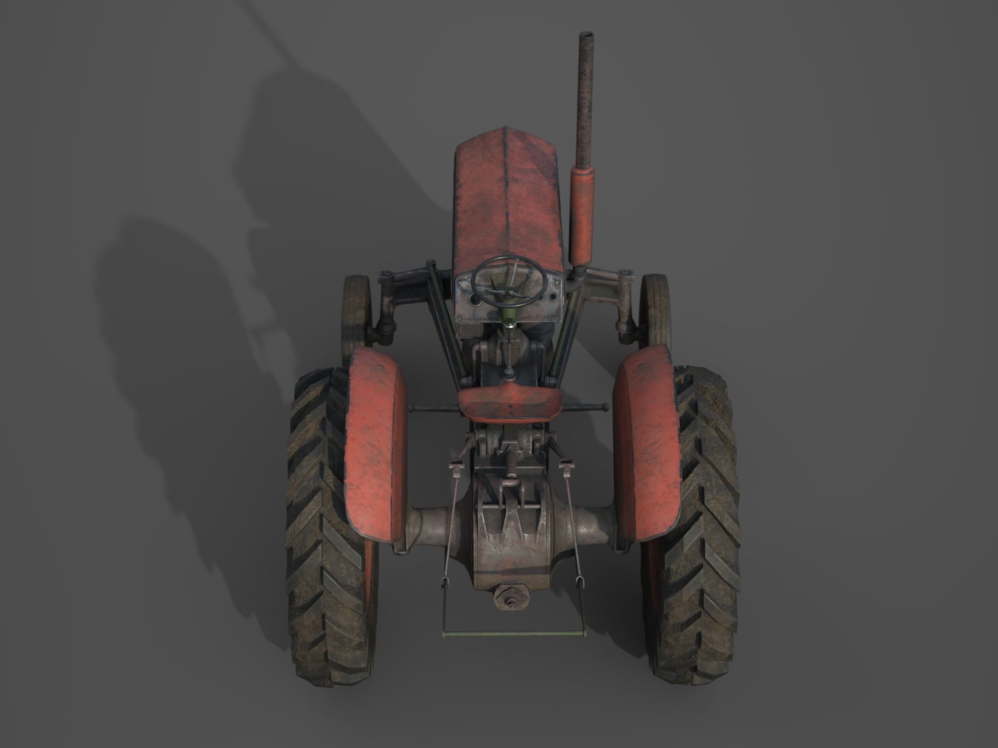 Old Farm Tractor - PBR and Game Ready Low-poly 3D model_8