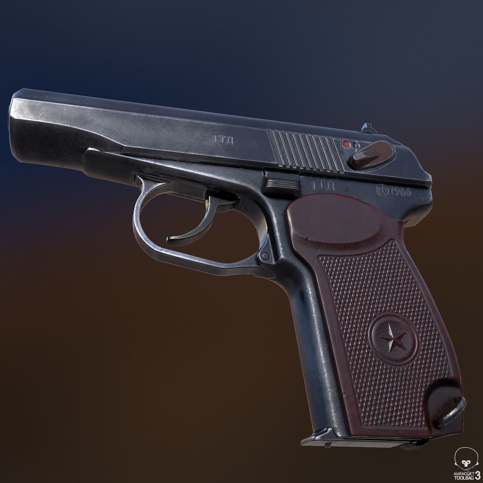 PM Pistol Low-poly 3D model_2