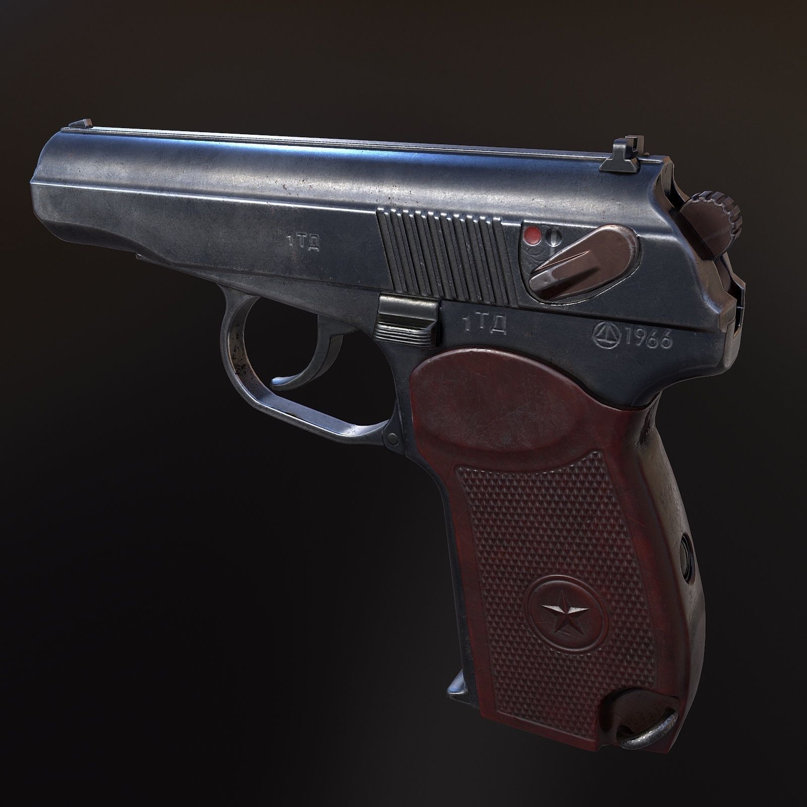 PM Pistol Low-poly 3D model_1