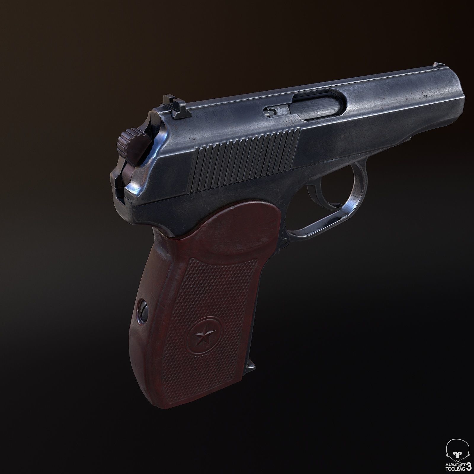 PM Pistol Low-poly 3D model_4