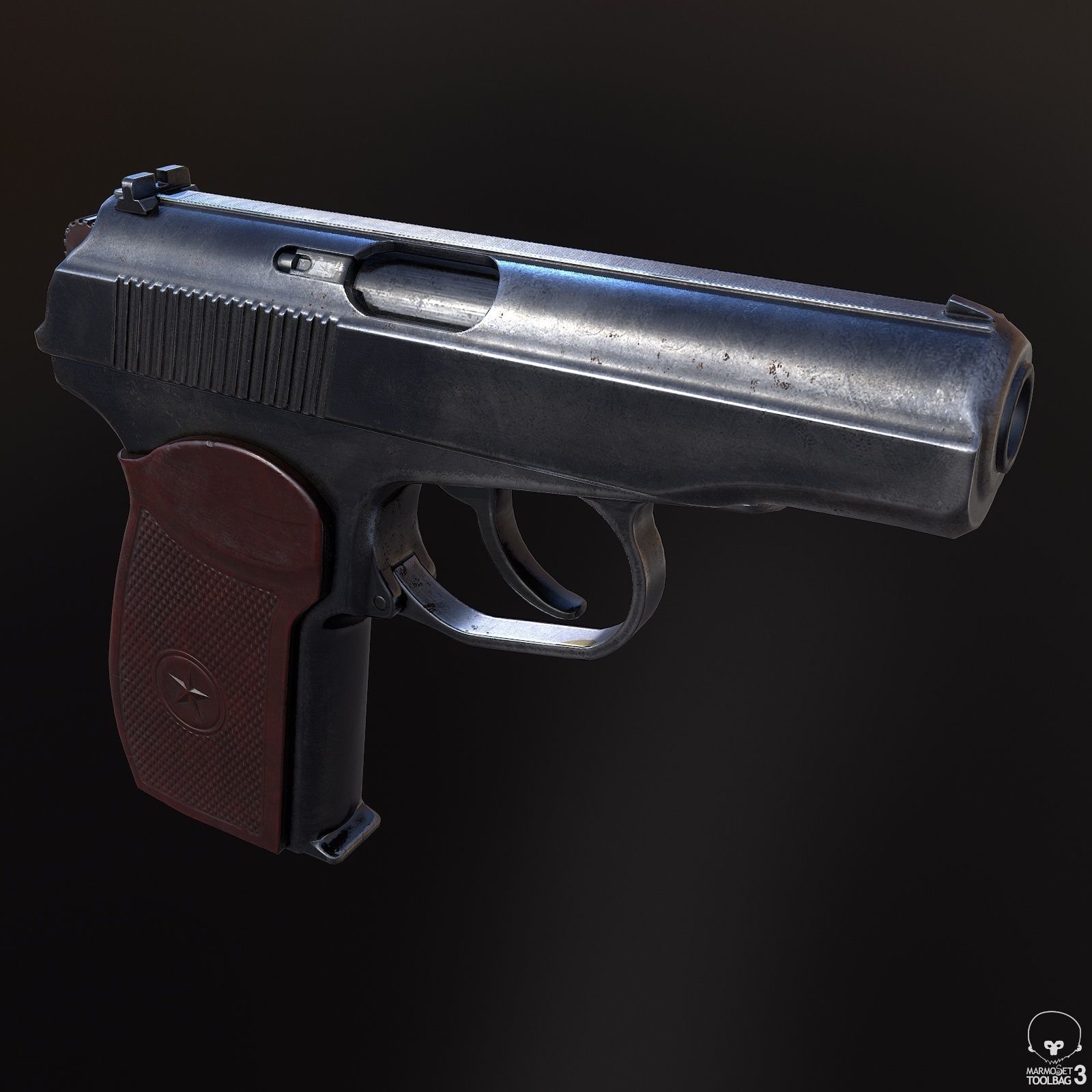 PM Pistol Low-poly 3D model_3
