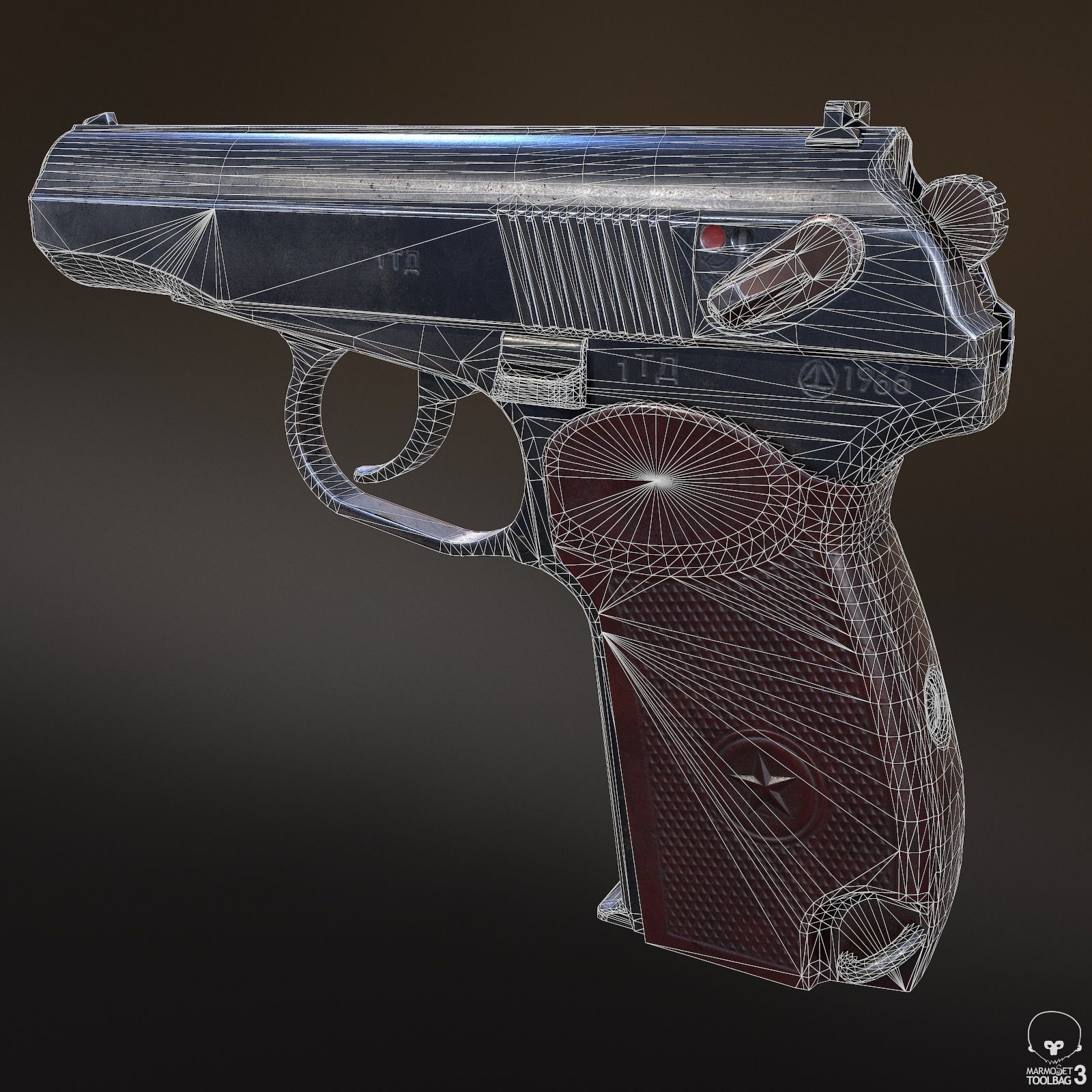 PM Pistol Low-poly 3D model_7