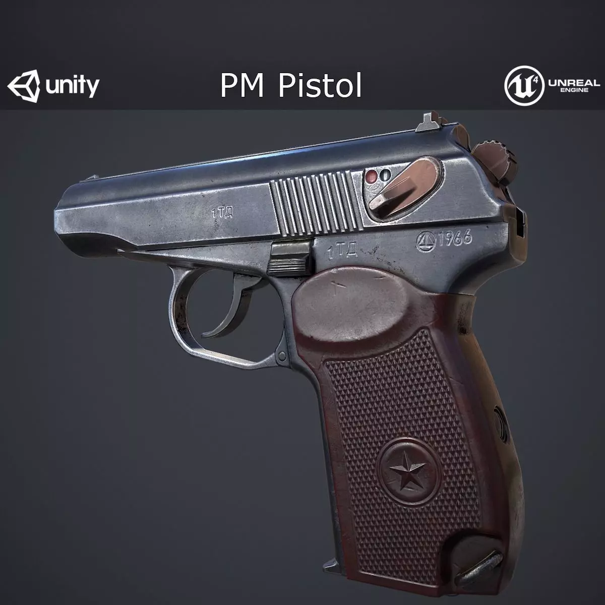 PM Pistol Low-poly 3D model_0