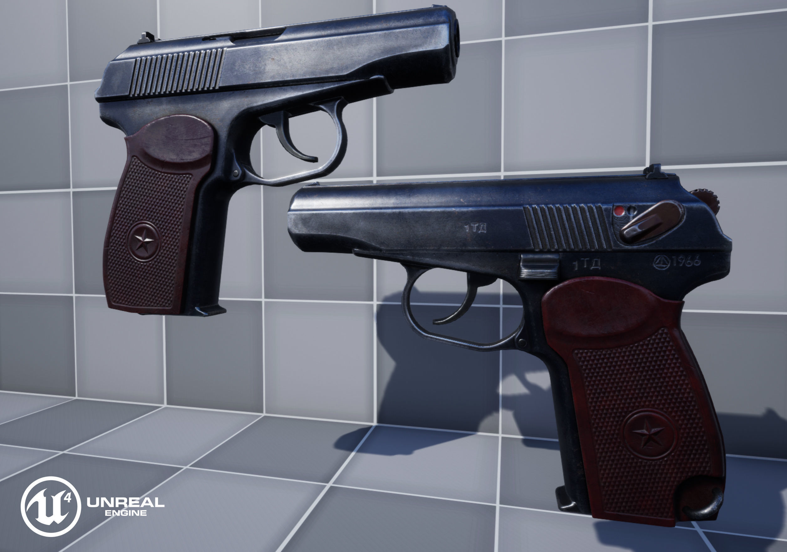 PM Pistol Low-poly 3D model_10