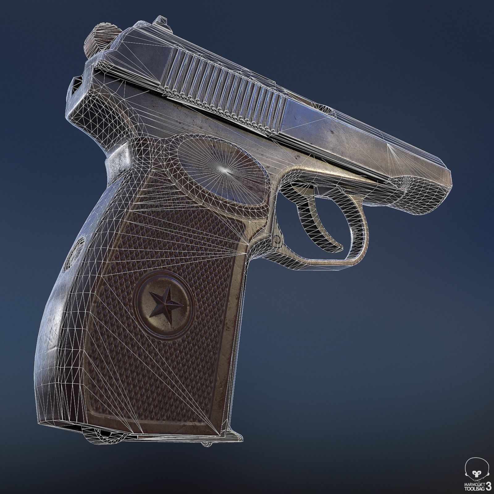 PM Pistol Low-poly 3D model_8