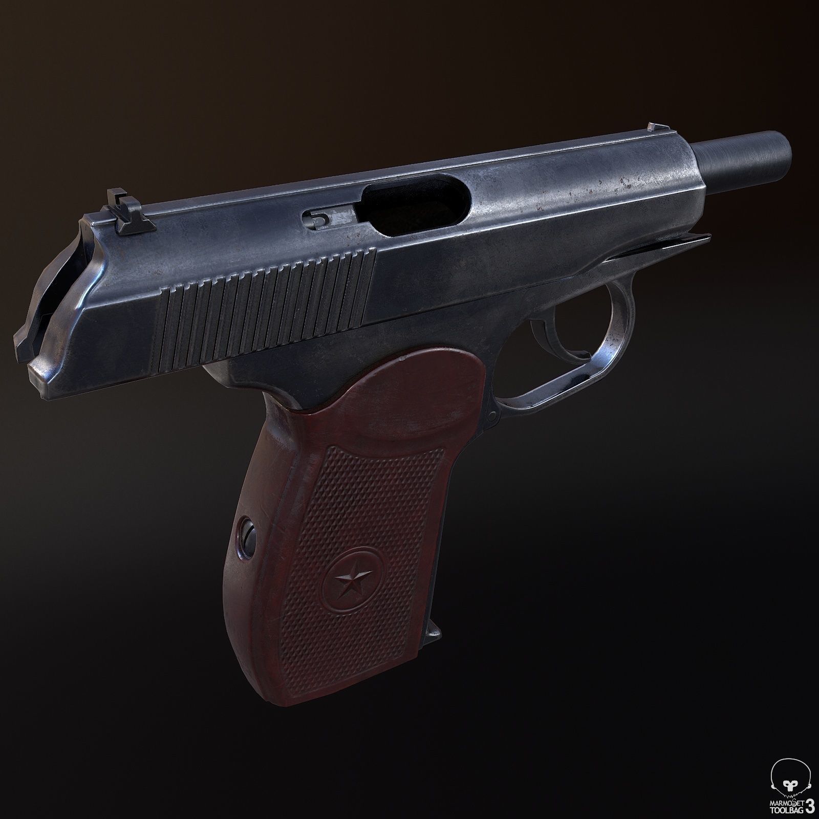 PM Pistol Low-poly 3D model_5