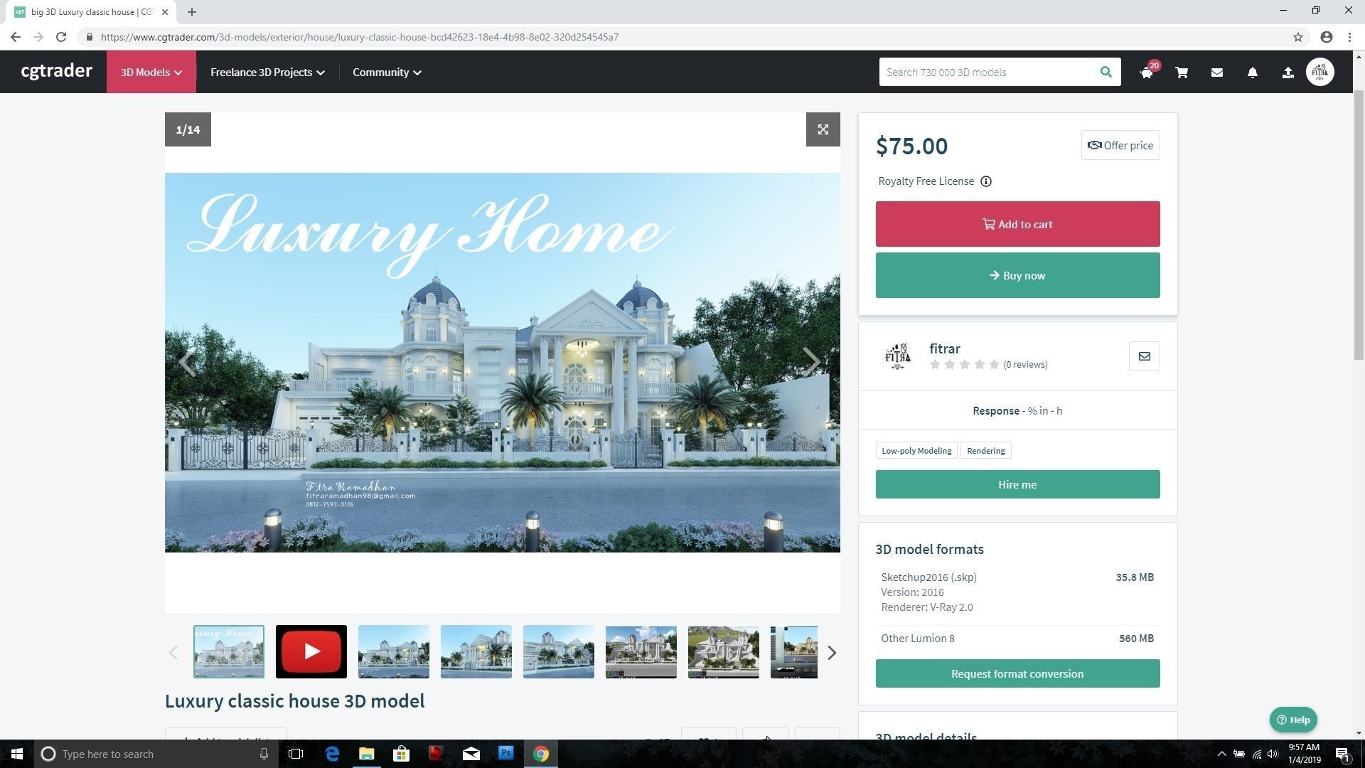 Luxury classic house 3D model_2