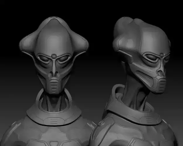 Alien Soldier with Alien Weapon High Poly Pack 3D Model Collection