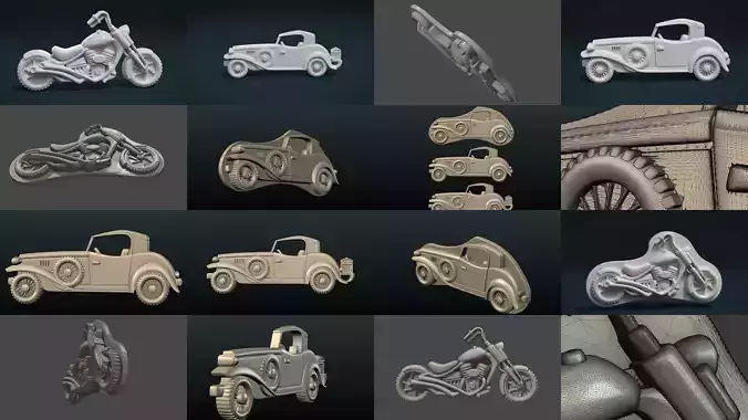 Vehicle Reliefs 3D Model Collection