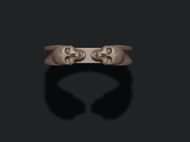 twin skull ring 3D print model_7