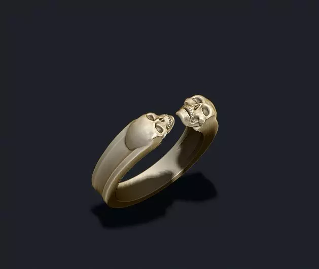 twin skull ring 3D print model_0