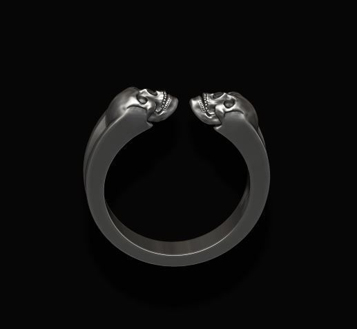 twin skull ring 3D print model_2