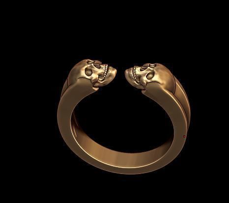 twin skull ring 3D print model_5