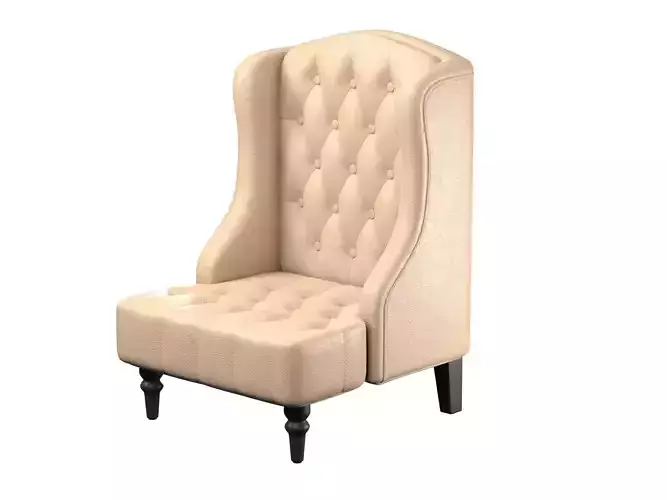 Tall Wingback Tufted Leather Accent Chair With Nail Head Beige