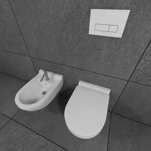 toilet and bidet starck3 hanging 3D model